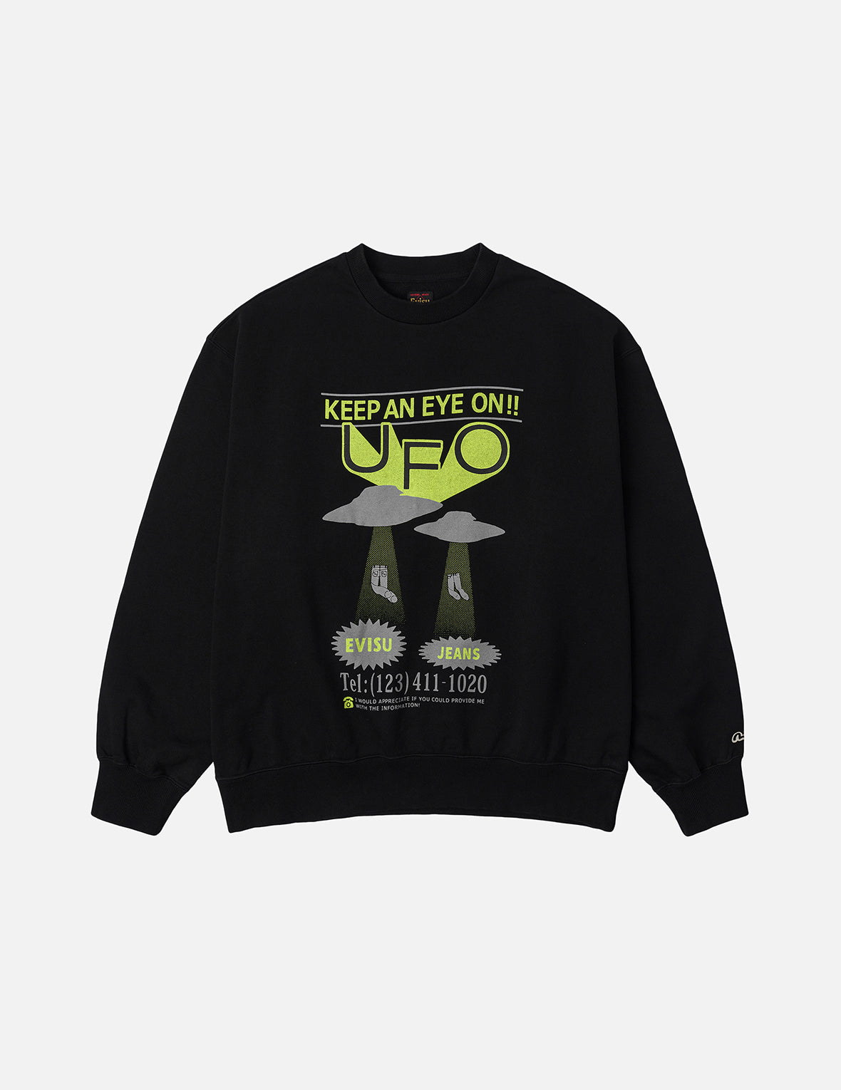 UFO Print and Seagull Appliqué Relax Fit Hoodie